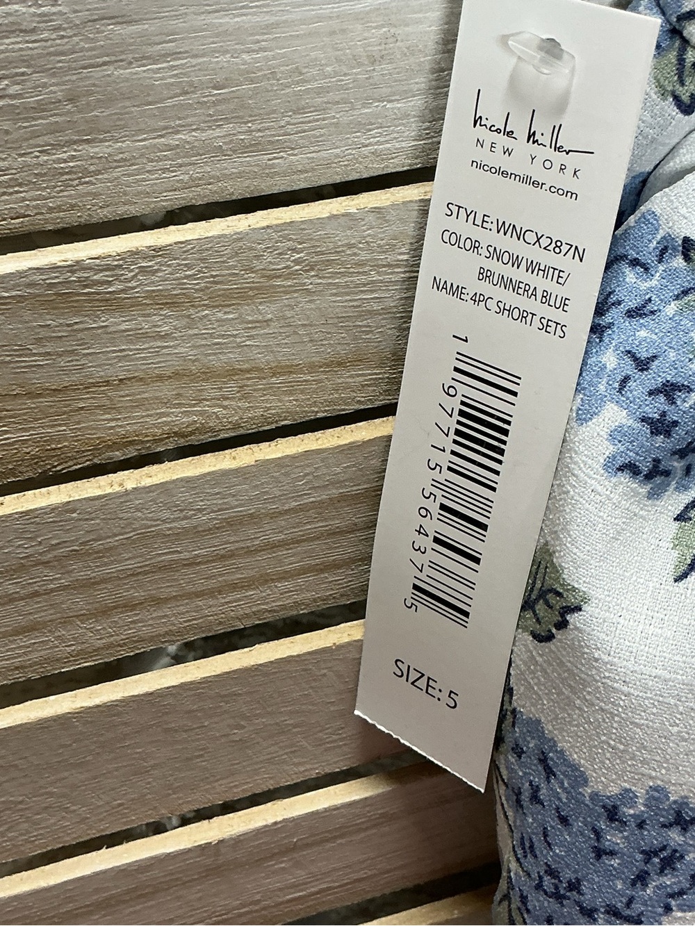 Nicole Miller White Dress with Blue Floral Print - Picture 3 of 4